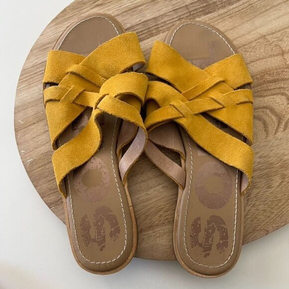 Sorel Yellow Genuine Suede Woven Slide Summer Sandals 9.5 - Picture 6 of 8